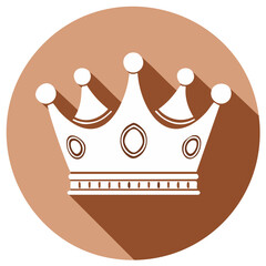 Royal crown icon with long shadow flat design style vector illustration