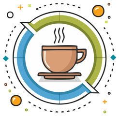 Steam Coffee Cup with Recycling Circle, Healthy Drink Concept