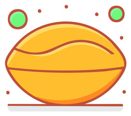 Stylized Icon of a Yellow Fruit with Green Dots and Small Circles