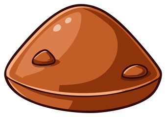Glossy conical heap of brown spice or chocolate powder cartoon vector illustration