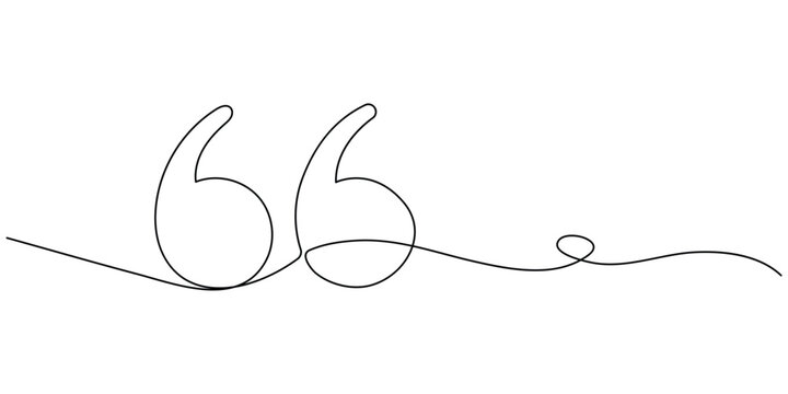 Continuous one  line drawing of a quote mark. Line Art Quotation Marks . Quotes continuous one line drawing. Vector illustration. 