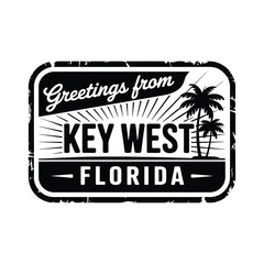 Vintage greetings from key west florida palm tree postmark © motiur vector artist