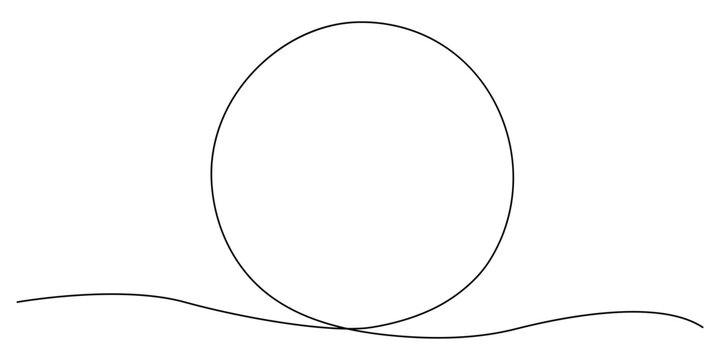 Circle frame in continuous line drawing style. Line art of round frame. Vector illustration.