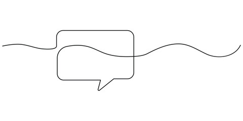 continuous one line of speech bubble. minimalist square single line doodle. vector illustration