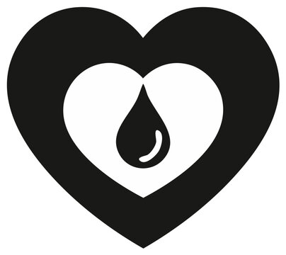 Stylized heart containing a droplet icon perfect for health, donation, care, or emotional concepts