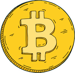 Golden Bitcoin Coin Illustration
