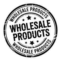 Circular stamp graphic featuring the text wholesale products