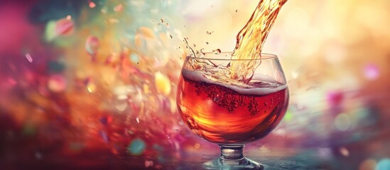Amber Liquid Pouring Into Glass