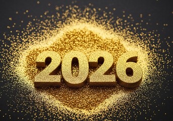 Glittering golden 2026 year number celebration design