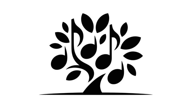 A stylized tree with musical notes as leaves represents the growth of music.