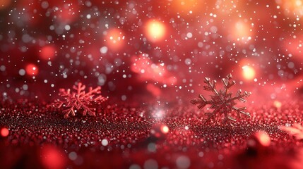 Red Festive Snowflakes, bokeh, winter, background