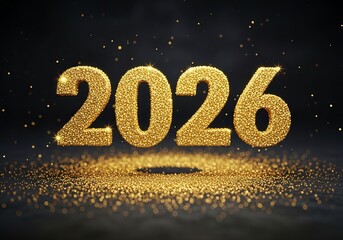 Shimmering golden 2026 for new year celebration event