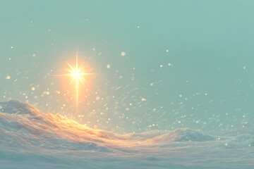 A glowing Christmas star shining above a peaceful snowy landscape, symbolizing hope and divine guidance