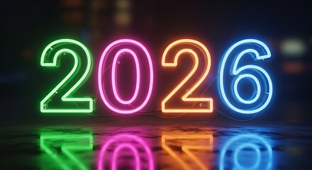 Vibrant neon sign 2026 for new year celebration display
