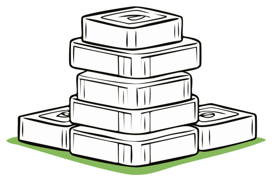 Outline drawing of traditional game tiles stacked in a pyramid formation
