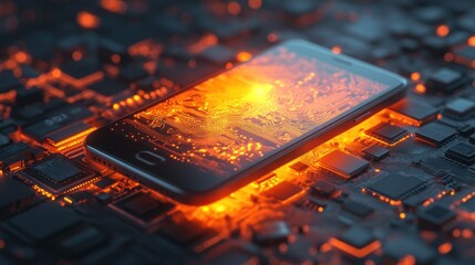 Smartphone on circuit board