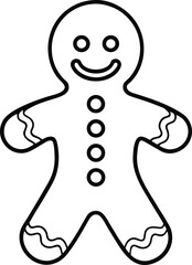 Gingerbread man outline simple line art cookie 4