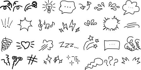 Fototapeta premium Collection of handdrawn doodle icons, symbols, and elements