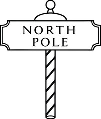 North Pole signpost line art with striped pole vector 1 © Abdul