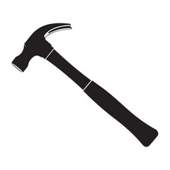 Black vector hammer silhouette illustration design on black background