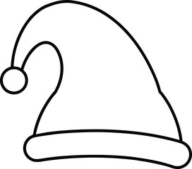 Simple black line art elf hat with pom santa christmas