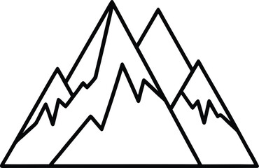 Minimalist black line art of layered mountain peaks 1