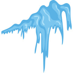 Cluster of Blue Icicles Hanging Down with Sharp Points and Drips Detailed and Translucent with Smooth Gradient Lighting on White Background