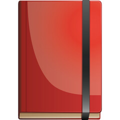 Closed Red Notebook With Black Elastic Band Closure And Textured Cover With Transparent Background