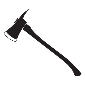 Black fire axe silhouette isolated on white background. Fire axe icon vector illustration