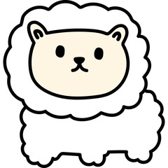 Cute Cartoon Sheep With Fluffy White Wool And A Cream Colored Face On Transparent Background Simple Vector Illustration
