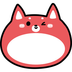 Cute Cartoon Red Fox Face Winking With Rosy Cheeks On Transparent Background Simple Flat Design