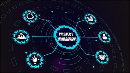 Digital network system showing project management, focusing on successful planning, execution, and team collaboration for business goals - Powered by Adobe