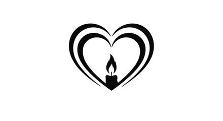 Symbolic heart with glowing candle flame representing love and remembrance