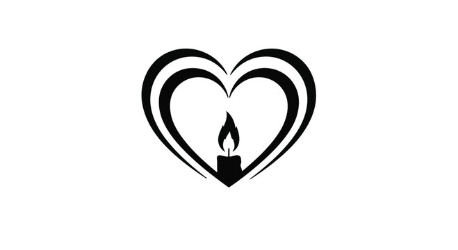 Symbolic heart with glowing candle flame representing love and remembrance