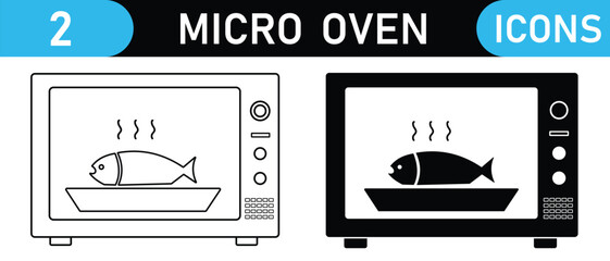 Micro oven vector icon. Microwave oven icon for apps, logo, website design. Microwave oven vector icons. Line and glyph microwave oven vector icon.