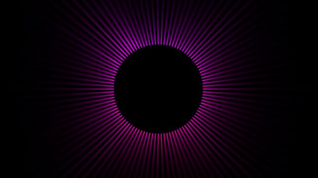 Purple radial light rays pulsing, Abstract sound equalizer or energy ring loop