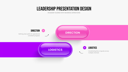 Professional Strategy 2 Element Diagram Presentation Layout. Market Launch Two Option Infographic Slideshow Design. Product Development Frame Template Vector Illustration.