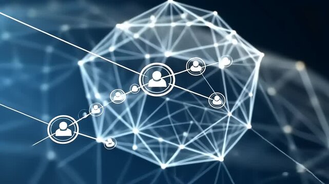 Abstract digital network connections illustrating social interactions and data flow in a virtual environment - Powered by Adobe
