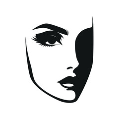 Beautiful girl face silhouette. Vector illustration on white background.
