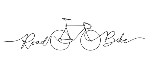 Road bike vector one line drawing. single line illustration. Racing Bike minimalist line art