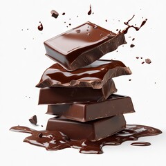 Photo of melt chocolate Isolated on white background