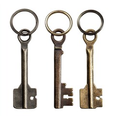 Photo of metal key chains Isolated on white background