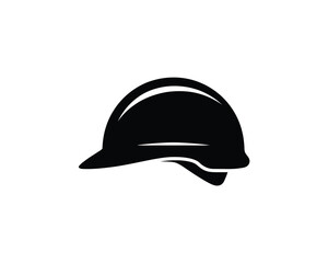 Fototapeta premium Black silhouette of a hard hat on a white background