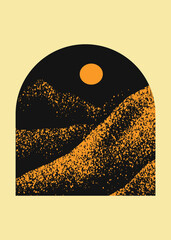 Grain stippled texture mountain range. Spray Painted mountain landscape on vintage style. use for print art, poster, cover, banner