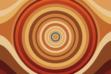 Retro 70s Abstract Circular Ripple Pattern Background