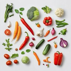 Photo of Mixed vegetables Isolated on white background