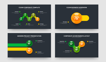 Educational Briefing Five One Two Three Option Chart Slide Layout Vector Illustration Set. Creative Solution 5 1 2 3 Element Graph Frame Template Bundle.