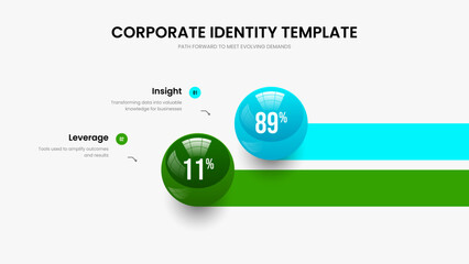 Advertising Planning Two Element Graph Frame Design. Company Campaign 2 Step Diagram Slideshow Template. Visual Proposal Presentation Layout Vector Illustration.