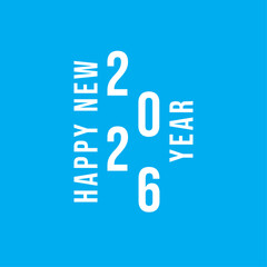 Happy New Year 2026 Typography Design on Blue Background
