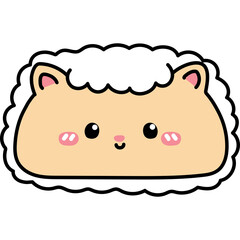Cute Kawaii Cartoon Sheep With Fluffy White Wool And Pink Cheeks On A Transparent Background Simple Vector Illustration